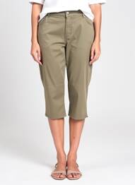 Pantalon trei sferturi buzunare verde C'EST BEAU LA VIE femme
