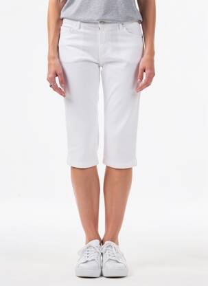 Pantalon trei sferturi buzunare alb C'EST BEAU LA VIE femme