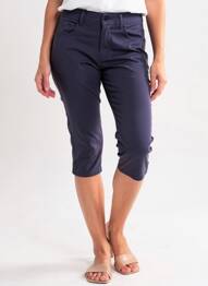 Pantalon trei sferturi elasticitate mărime normală albastru închis PLURIELLES femme