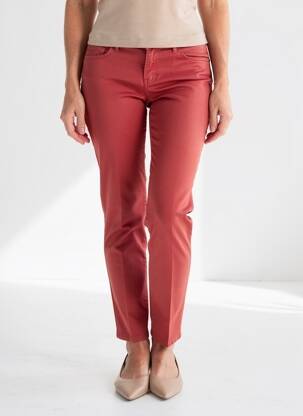 Pantalon slim țesătură poplin mărime normală portocalie TONI femeie