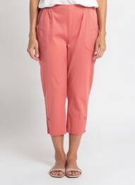 Pantalon trei sferturi talie elastică mărime normală roz PLURIELLES femme