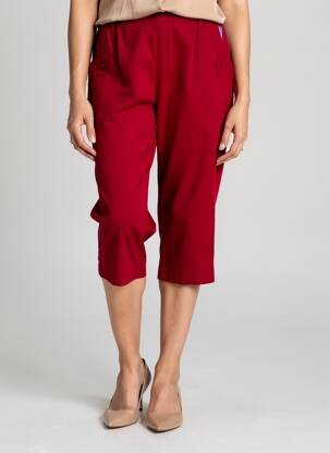 Pantalon trei sferturi talie elastică mărime normală roșu PLURIELLES femeie