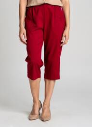 Pantalon trei sferturi talie elastică mărime normală roșu PLURIELLES femme