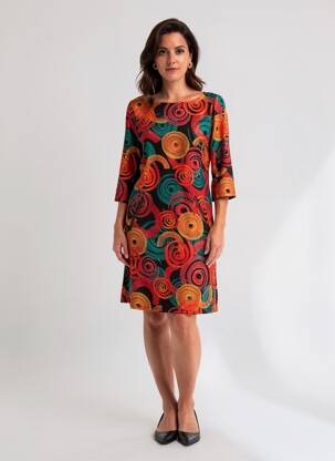 Rochie midi mâneci 3/4 mâneci 3/4 portocaliu VEGAS femeie