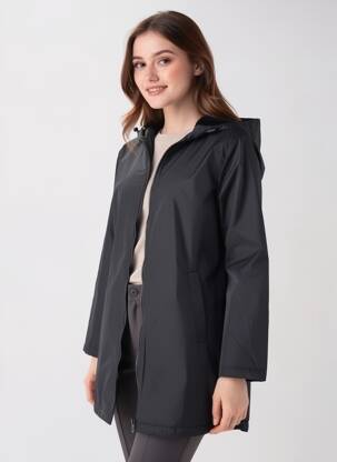 Parka închidere cu fermoar pe față cu glugă negru ESCANDELLE femme
