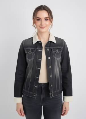 Jachete casual croială dreaptă negru SHEEGO femeie