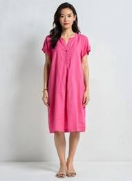 Rochie midi mâneci scurte mâneci scurte roz DEVERNOIS femme
