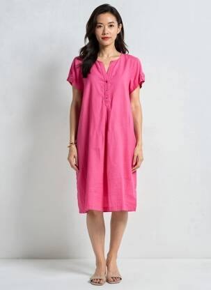 Rochie midi mâneci scurte mâneci scurte roz DEVERNOIS femme