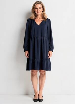 Rochie midi mâneci lungi mâneci lungi albastru JULIE GUERLANDE femeie