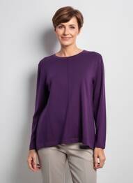 Pulover guler rotund mâneci lungi violet SCORZZO femme