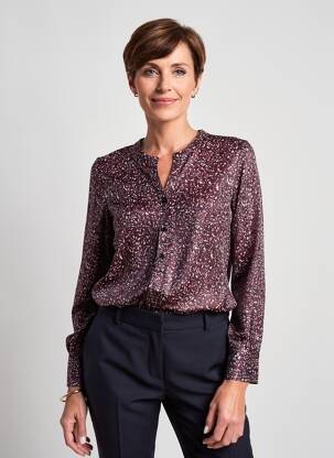 Bluză țesătură poplin mâneci lungi violet JULIE GUERLANDE femeie