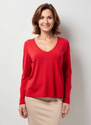 Tricou mâneci lungi mâneci lungi roșu JULIE GUERLANDE femeie