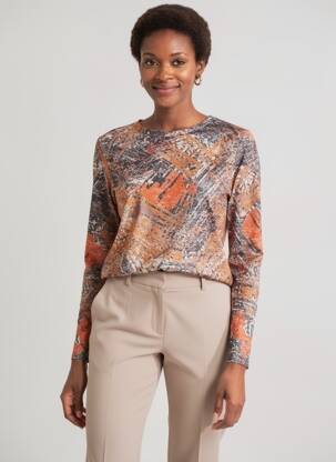 Tricou mâneci lungi mâneci lungi portocalie DIANE LAURY femeie