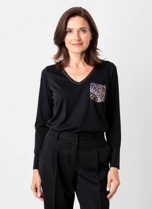 Tricou mâneci lungi mâneci lungi negru JULIE GUERLANDE femeie