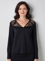 Top elasticitate mâneci lungi negru JULIE GUERLANDE femme