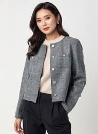 Jachete casual guler rotund gri JULIE GUERLANDE femme