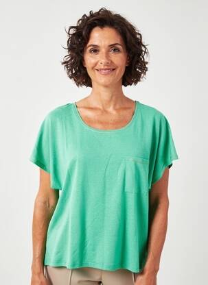 Tricou croială dreaptă mâneci scurte verde JULIE GUERLANDE femeie