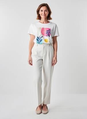 Tricou serigrafie mâneci scurte bej JULIE GUERLANDE femeie