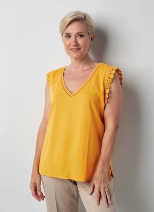 Tricou guler în v mâneci scurte portocalie JULIE GUERLANDE femeie