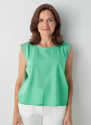 Tricou elasticitate mâneci scurte verde JULIE GUERLANDE femeie