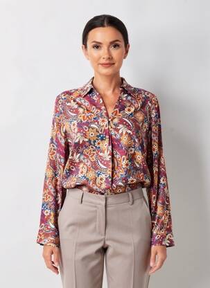 Bluză țesătură poplin mâneci lungi violet C'EST BEAU LA VIE femeie
