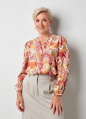 Bluză țesătură poplin mâneci lungi portocalie JULIE GUERLANDE femeie