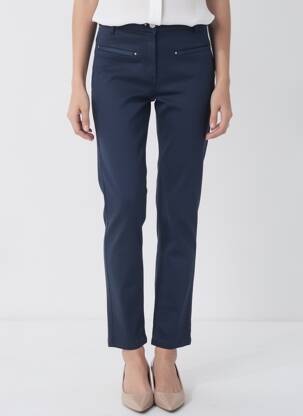 Pantalon slim țesătură poplin mărime normală albastru JULIE GUERLANDE femeie