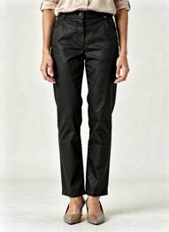Pantalon slim țesătură acoperită mărime normală negru DEVERNOIS femeie