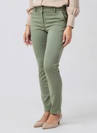 Pantalon slim țesătură poplin mărime normală verde JULIE GUERLANDE femme