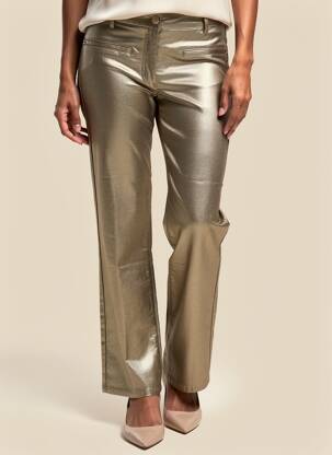 Pantalon drept elasticitate talie înaltă auriu JULIE GUERLANDE femeie