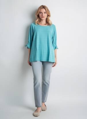 Top țesătură jersey mâneci 3/4 albastru SHEEGO femeie