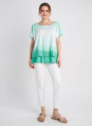 Top elasticitate mâneci scurte verde SHEEGO femeie
