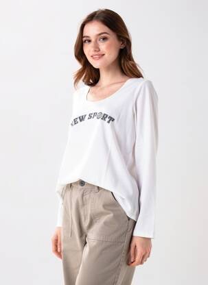Top mâneci lungi mâneci lungi alb SHEEGO femeie