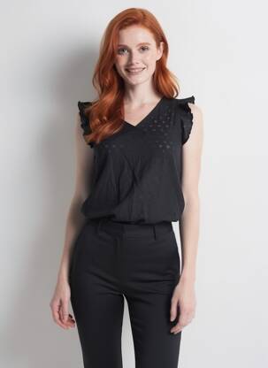 Tricou croială dreaptă mâneci scurte negru SHEEGO femeie