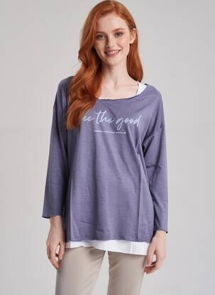 Tricou mâneci 3/4 mâneci 3/4 albastru SHEEGO femeie