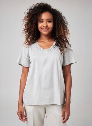 Tricou croială dreaptă mâneci scurte gri SHEEGO femeie