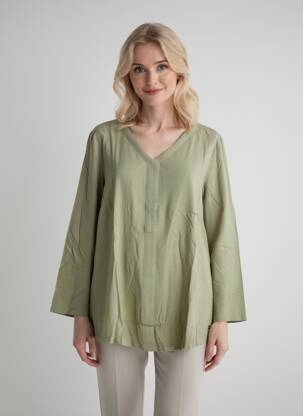 Tunică mâneci lungi guler în v verde SHEEGO femeie