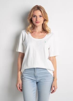 Tricou croială dreaptă mâneci scurte alb SHEEGO femeie