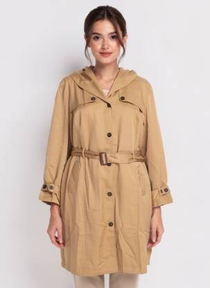 Trench țesătură poplin cu glugă maro SHEEGO femeie
