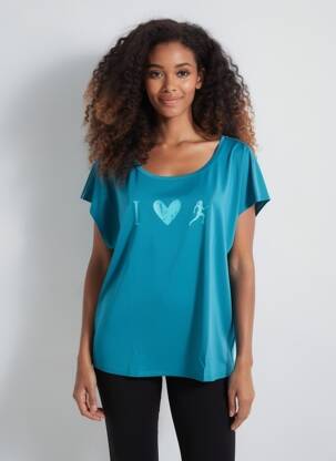 Tricou imprimeu fantezie mâneci scurte albastru SHEEGO femeie