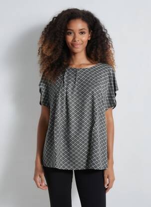 Top țesătură jersey mâneci scurte negru SHEEGO femeie