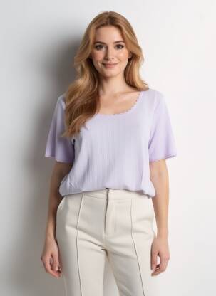 Tricou elasticitate mâneci scurte violet SHEEGO femeie