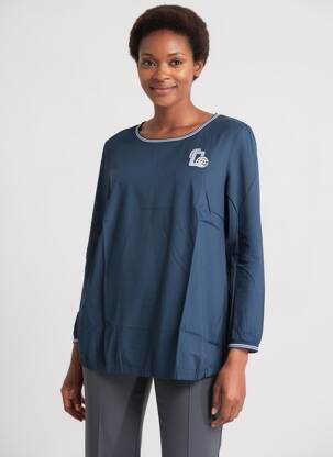 Top guler rotund mâneci lungi albastru SHEEGO femeie