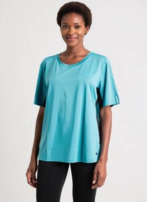 Tricou croială dreaptă mâneci scurte albastru SHEEGO femeie