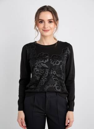 Pulover elasticitate mâneci lungi negru HEINE femeie