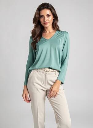 Tricou mâneci 3/4 mâneci 3/4 verde LINEA TESINI femeie
