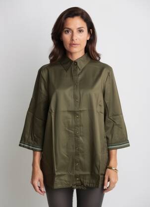 Tunică mâneci lungi guler de bluză verde SHEEGO femeie
