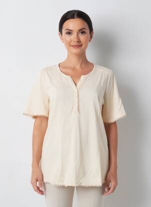 Tricou elasticitate mâneci scurte bej SHEEGO femeie