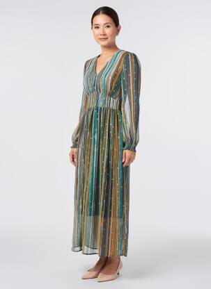 Rochie lungă mâneci lungi mâneci lungi albastru IKOONE&BIANKA femeie