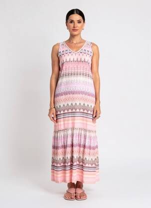 Rochie lungă fără mâneci fără mâneci roz MASSANA femeie